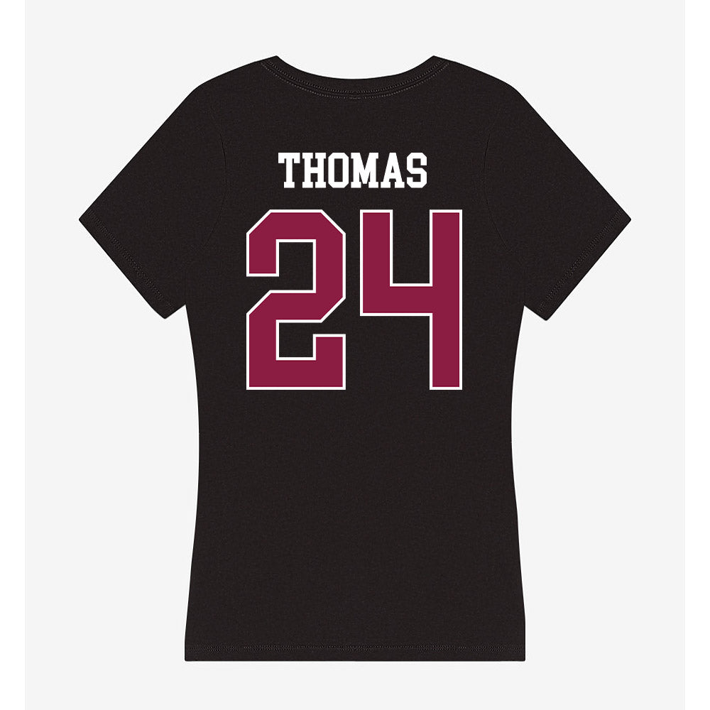 Virginia Tech - NCAA Football : Malachi Thomas - Women's V-Neck T-Shirt-1