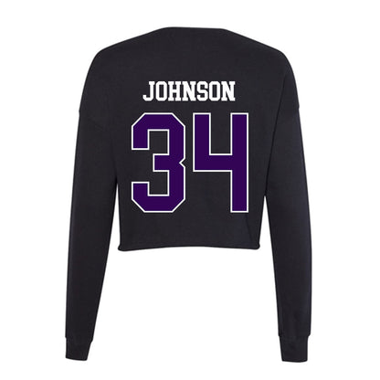 Kansas State - NCAA Men's Basketball : Nate Johnson - Women's Cropped Crew Fleece-1