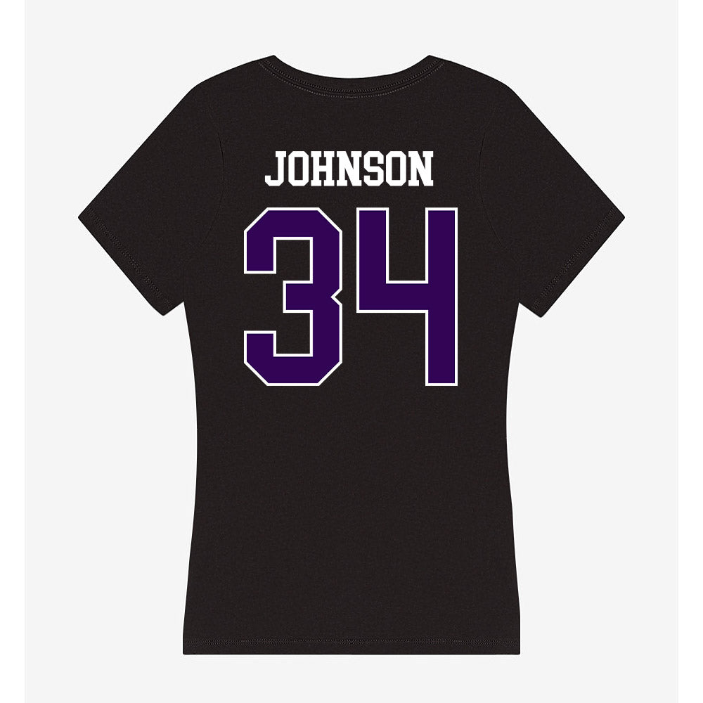 Kansas State - NCAA Men's Basketball : Nate Johnson - Women's V-Neck T-Shirt-1