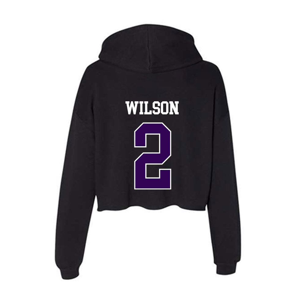 Kansas State - NCAA Men's Basketball : Exavier Wilson - Women's Crop Fleece Hoodie-1