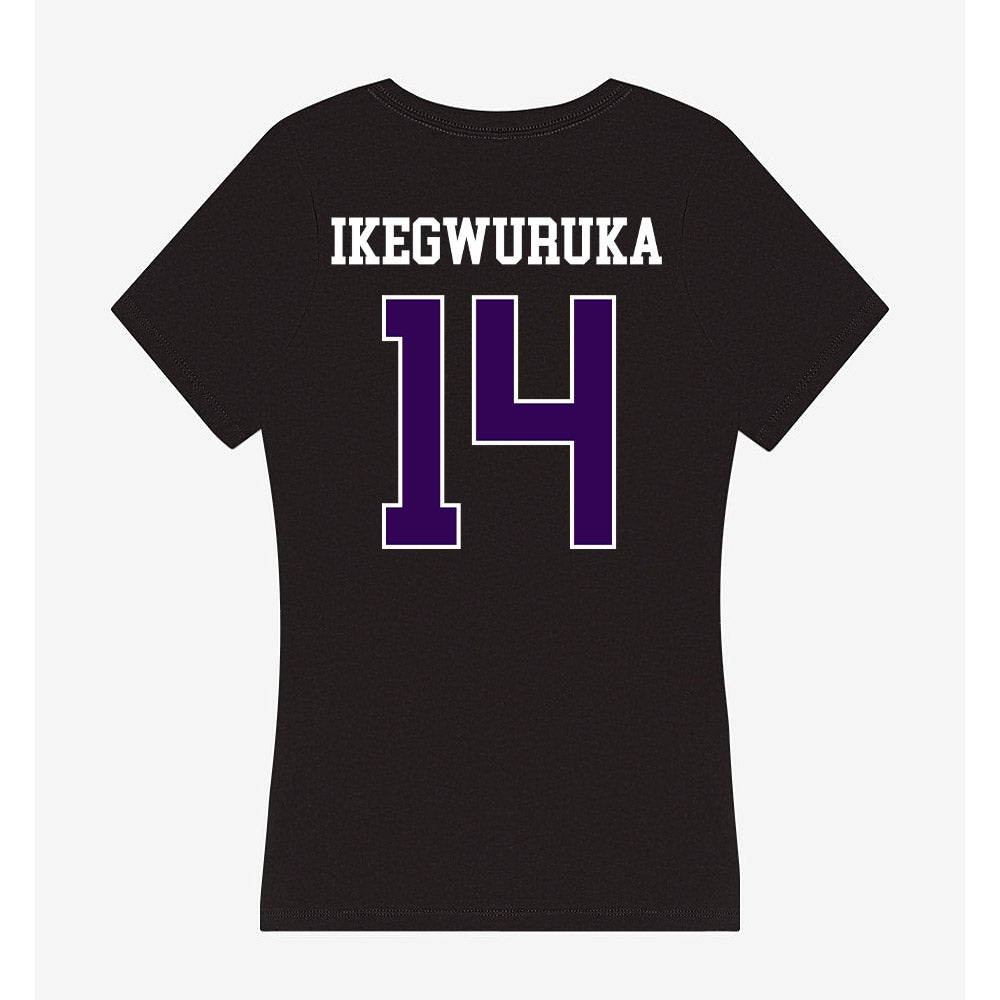 Kansas State - NCAA Men's Basketball : Mobi Ikegwuruka - Women's V-Neck T-Shirt-1