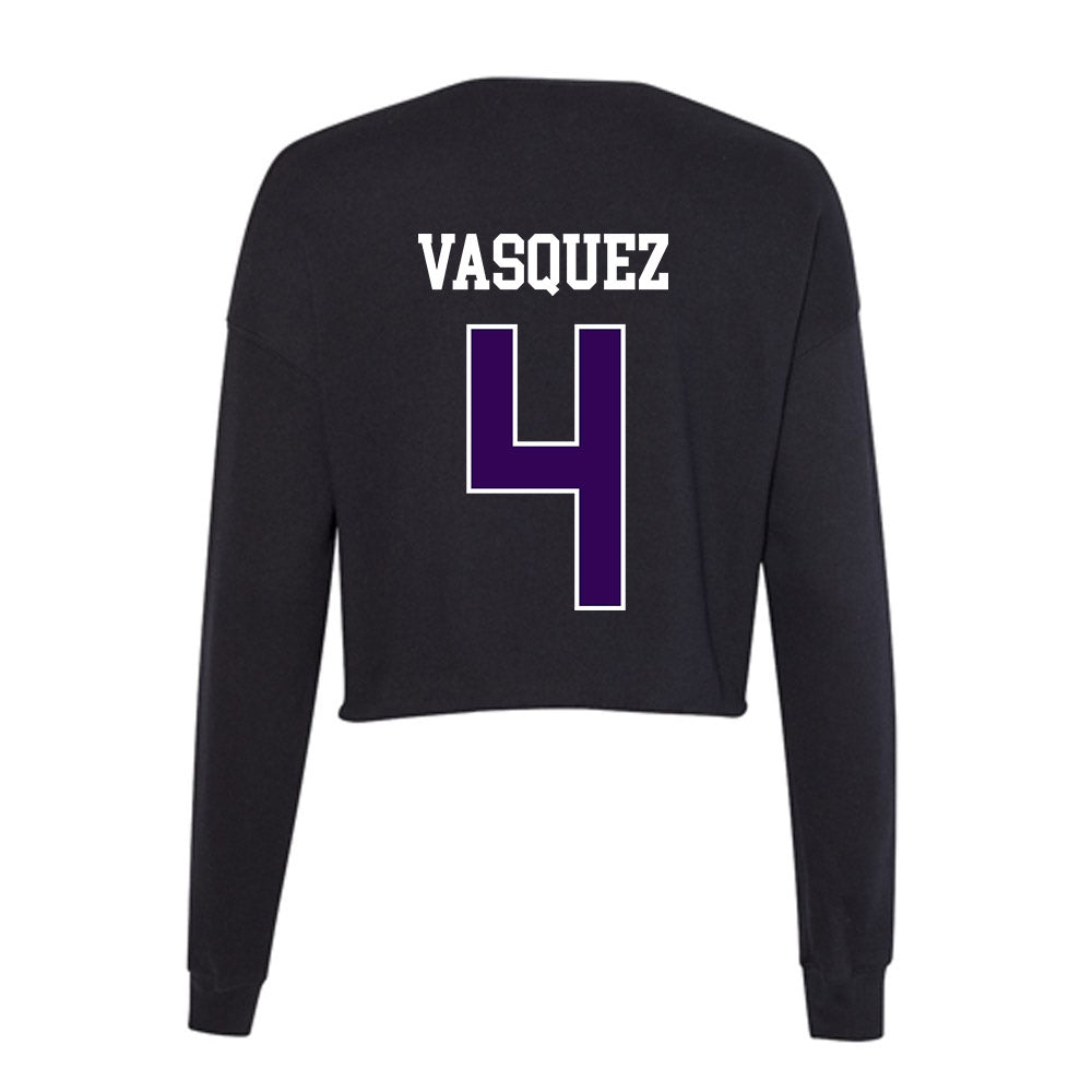 Kansas State - NCAA Baseball : Carlos Vasquez - Women's Cropped Crew Fleece-1