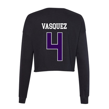 Kansas State - NCAA Baseball : Carlos Vasquez - Women's Cropped Crew Fleece-1