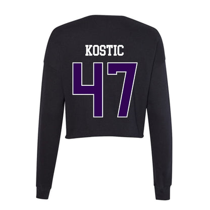 Kansas State - NCAA Men's Basketball : Andrej Kostic - Women's Cropped Crew Fleece-1
