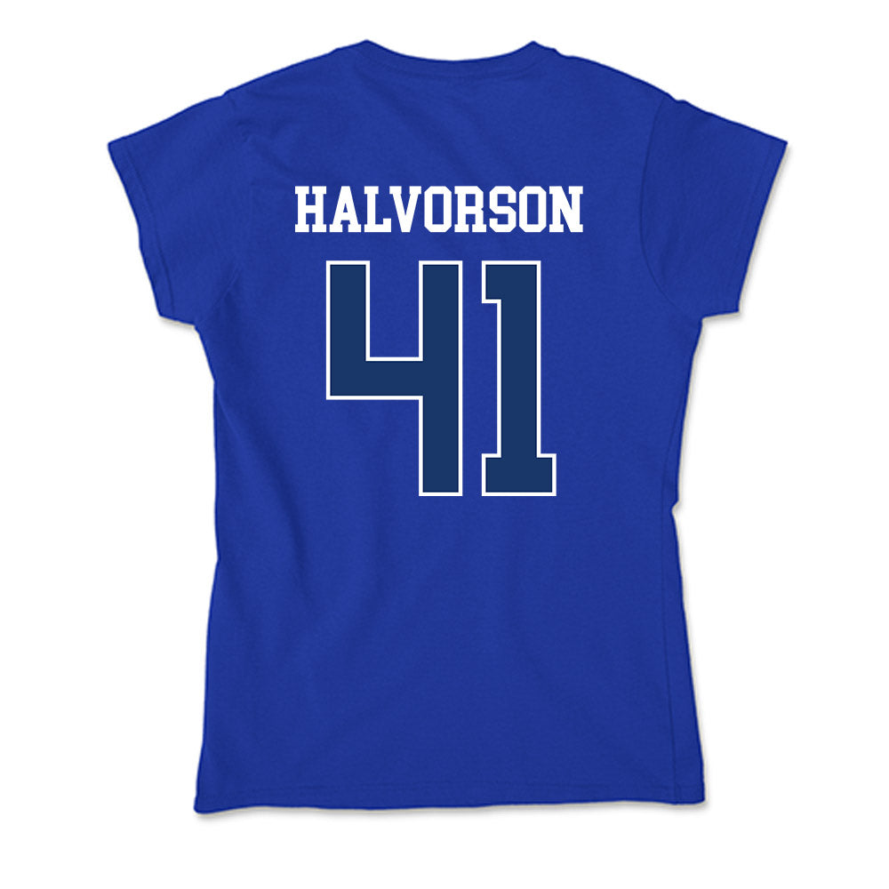 Drake - NCAA Football : Spencer Halvorson - Soft Style Women’s T-Shirt-2