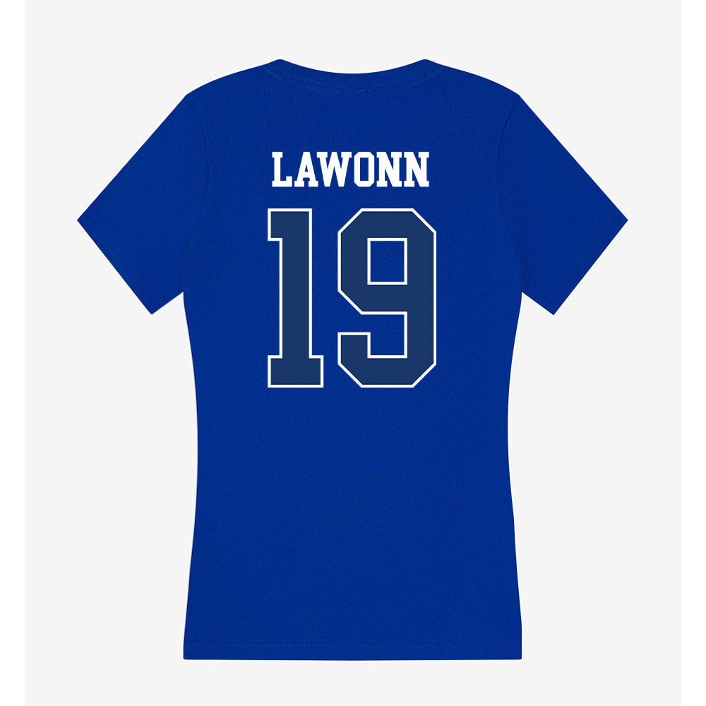 Drake - NCAA Football : Logan Lawonn - Women's V-Neck T-Shirt-1