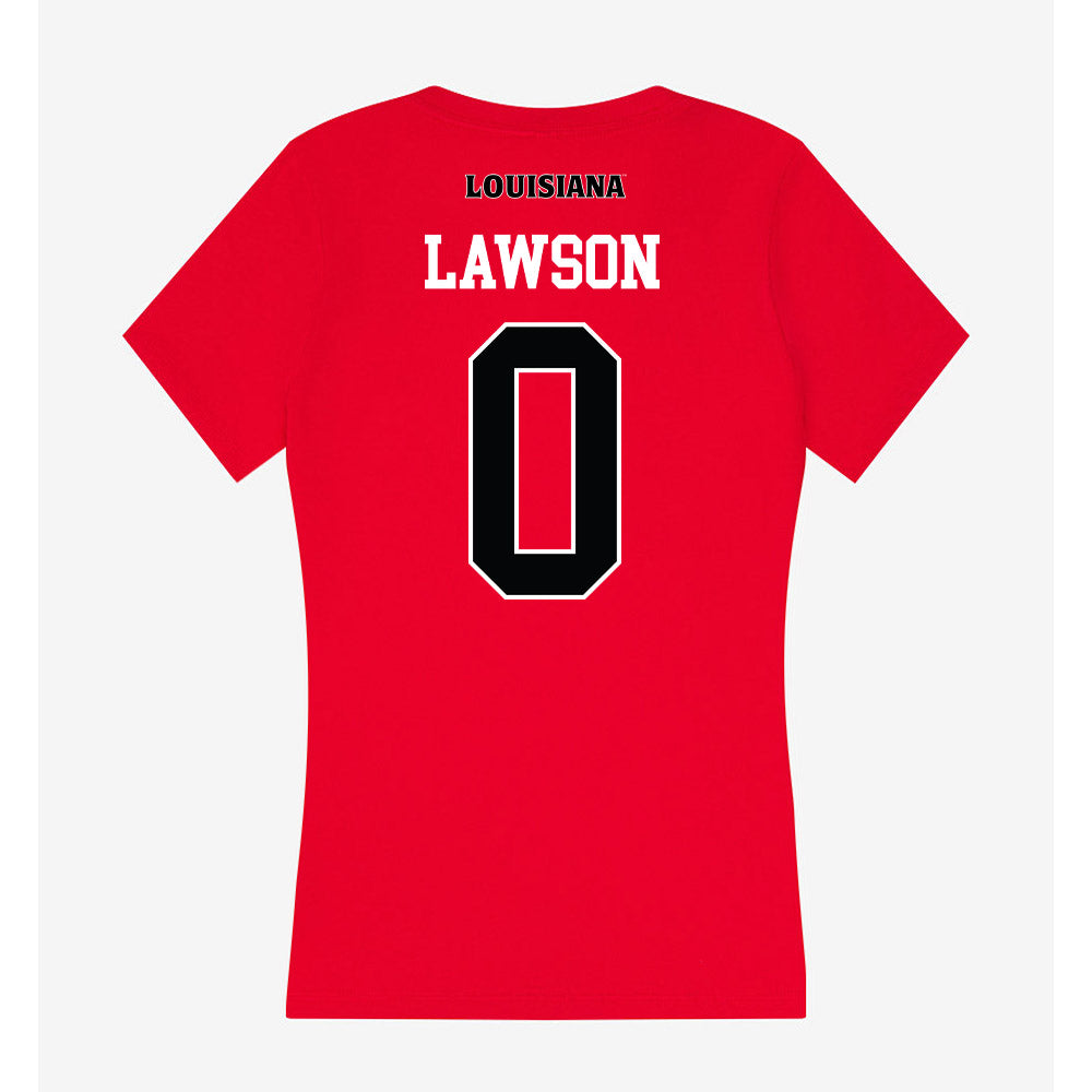 Louisiana - NCAA Football : Jordan Lawson - Women's V-Neck T-Shirt-1