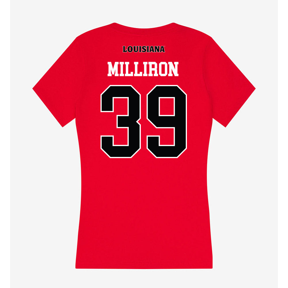 Louisiana - NCAA Football : Carter Milliron - Women's V-Neck T-Shirt-1