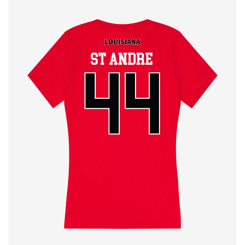 Louisiana - NCAA Football : Jake St Andre - Women's V-Neck T-Shirt-1