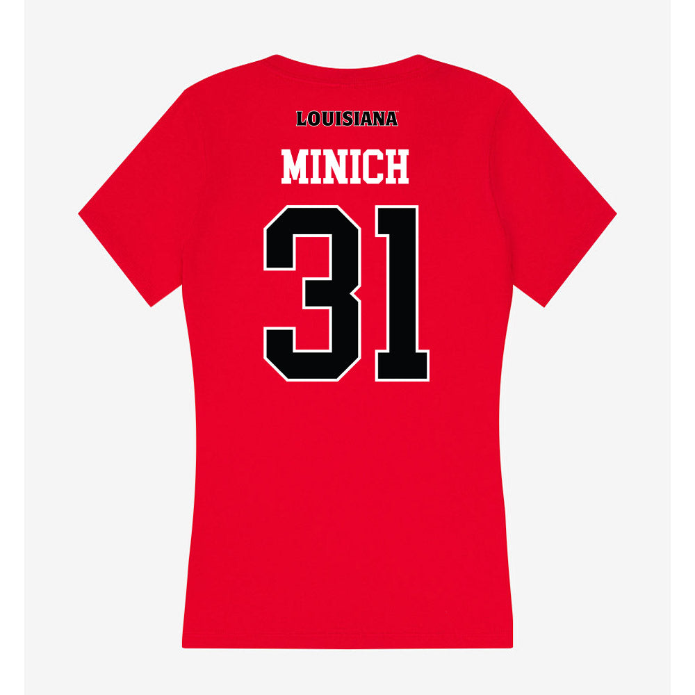 Louisiana - NCAA Women's Soccer : Laine Minich - Women's V-Neck T-Shirt-1