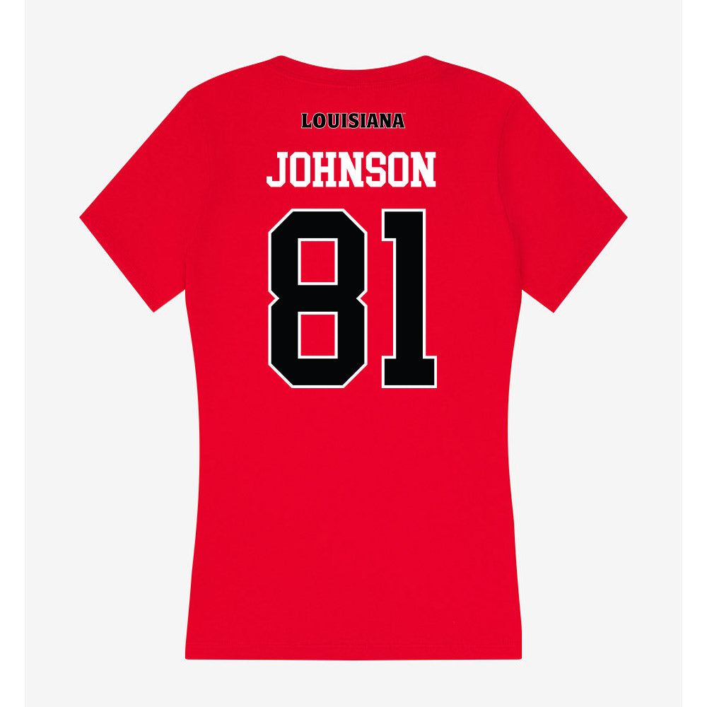Louisiana - NCAA Football : Jaydon Johnson - Women's V-Neck T-Shirt-1