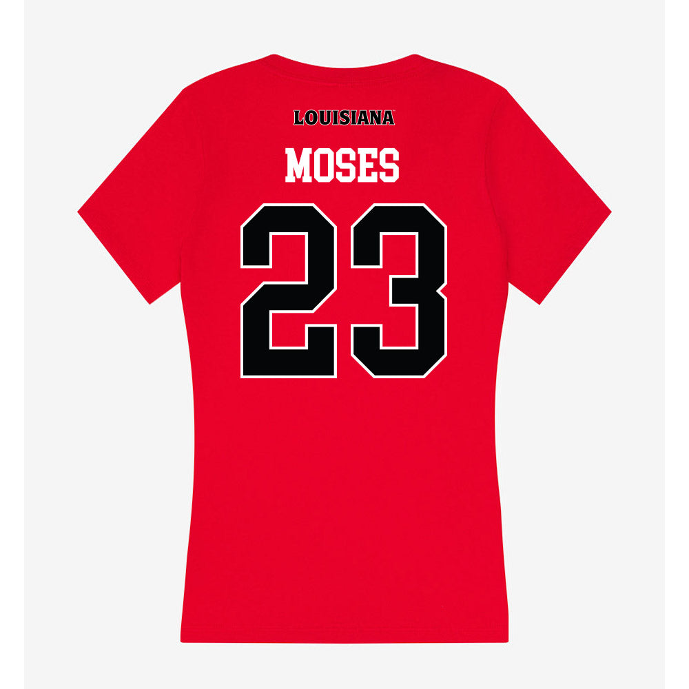 Louisiana - NCAA Football : Jeremiah Moses - Women's V-Neck T-Shirt-1