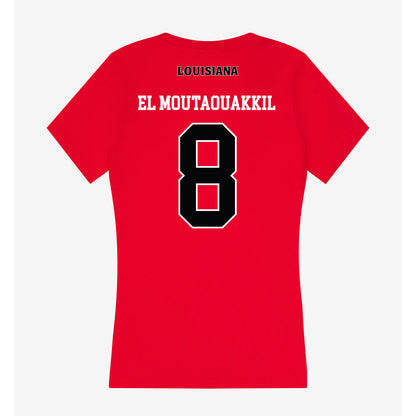 Louisiana - NCAA Men's Basketball : Mostapha El Moutaouakkil - Women's V-Neck T-Shirt-1