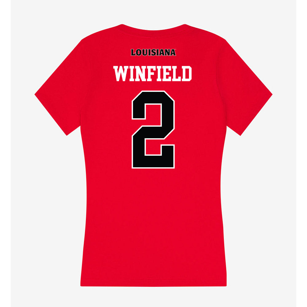 Louisiana - NCAA Football : Lunch Winfield - Women's V-Neck T-Shirt-1