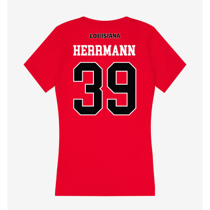 Louisiana - NCAA Baseball : Andrew Herrmann - Women's V-Neck T-Shirt-1