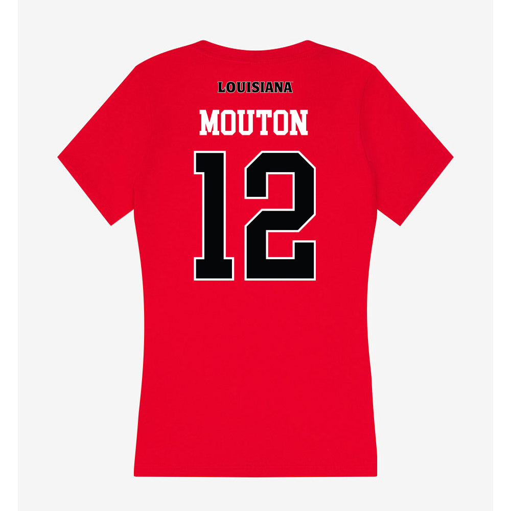 Louisiana - NCAA Men's Basketball : Michael Mouton - Women's V-Neck T-Shirt-1