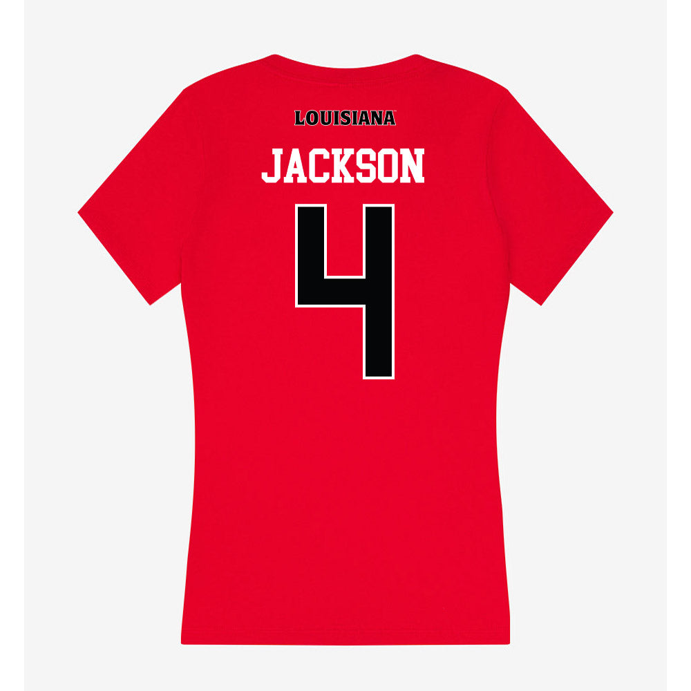 Louisiana - NCAA Women's Basketball : Jazmyne Jackson - Women's V-Neck T-Shirt-1