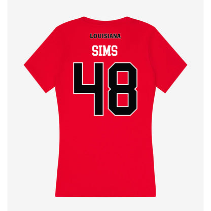 Louisiana - NCAA Football : Hunter Sims - Women's V-Neck T-Shirt-1