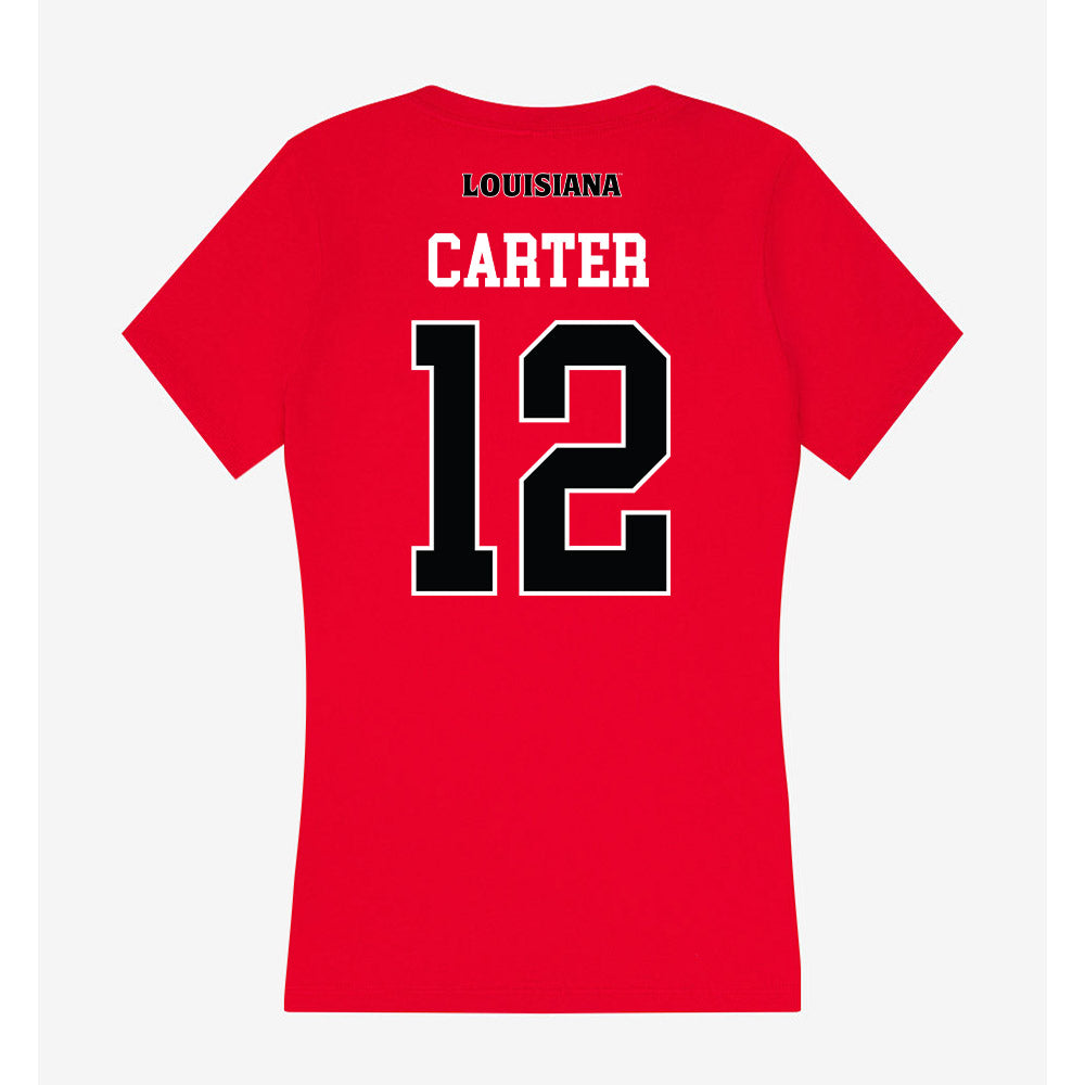 Louisiana - NCAA Baseball : Garret Carter - Women's V-Neck T-Shirt-1