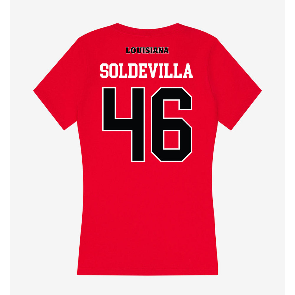 Louisiana - NCAA Football : Emiliano Soldevilla - Women's V-Neck T-Shirt-1