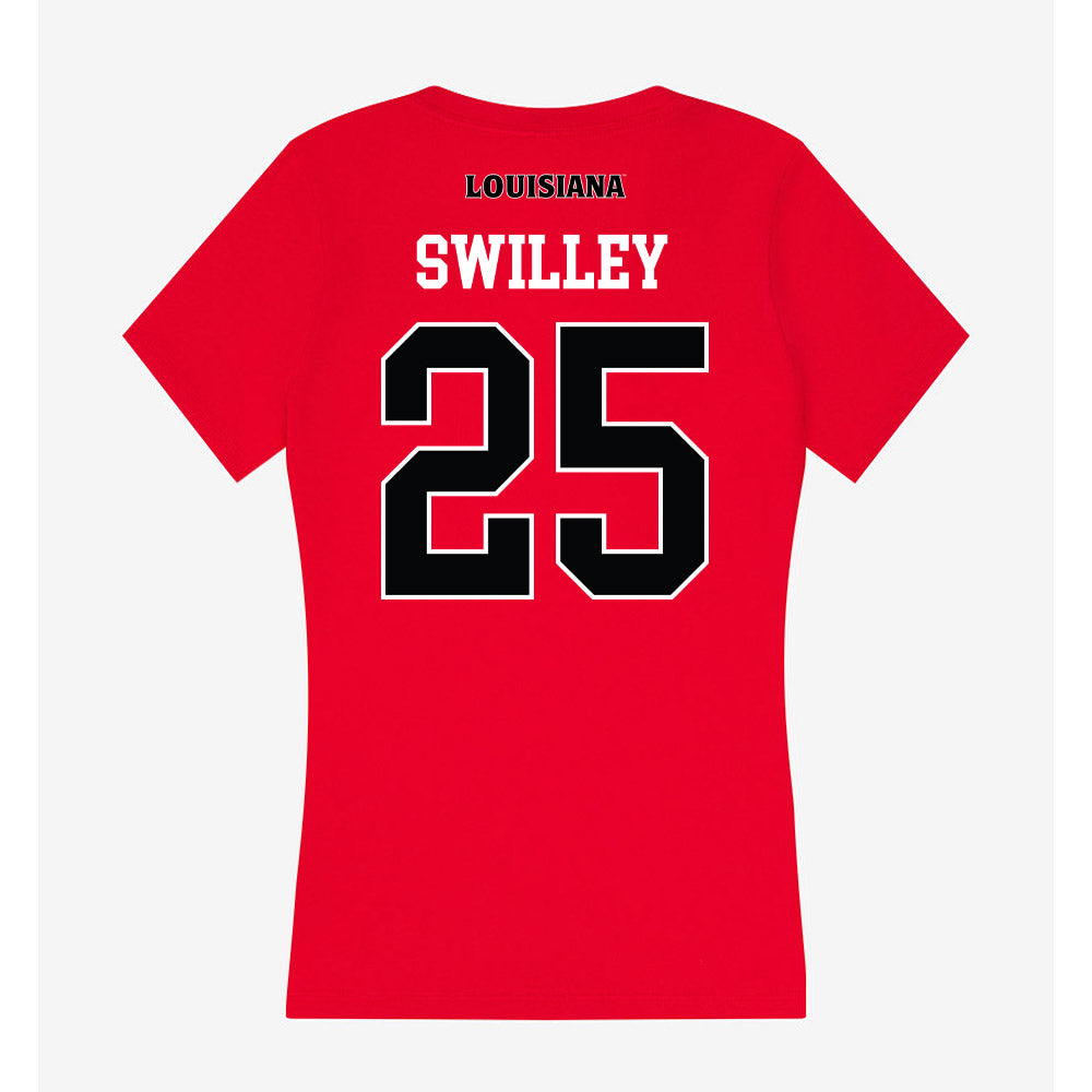 Louisiana - NCAA Football : Hutch Swilley - Women's V-Neck T-Shirt-1