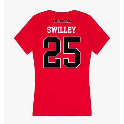 Louisiana - NCAA Football : Hutch Swilley - Women's V-Neck T-Shirt-1