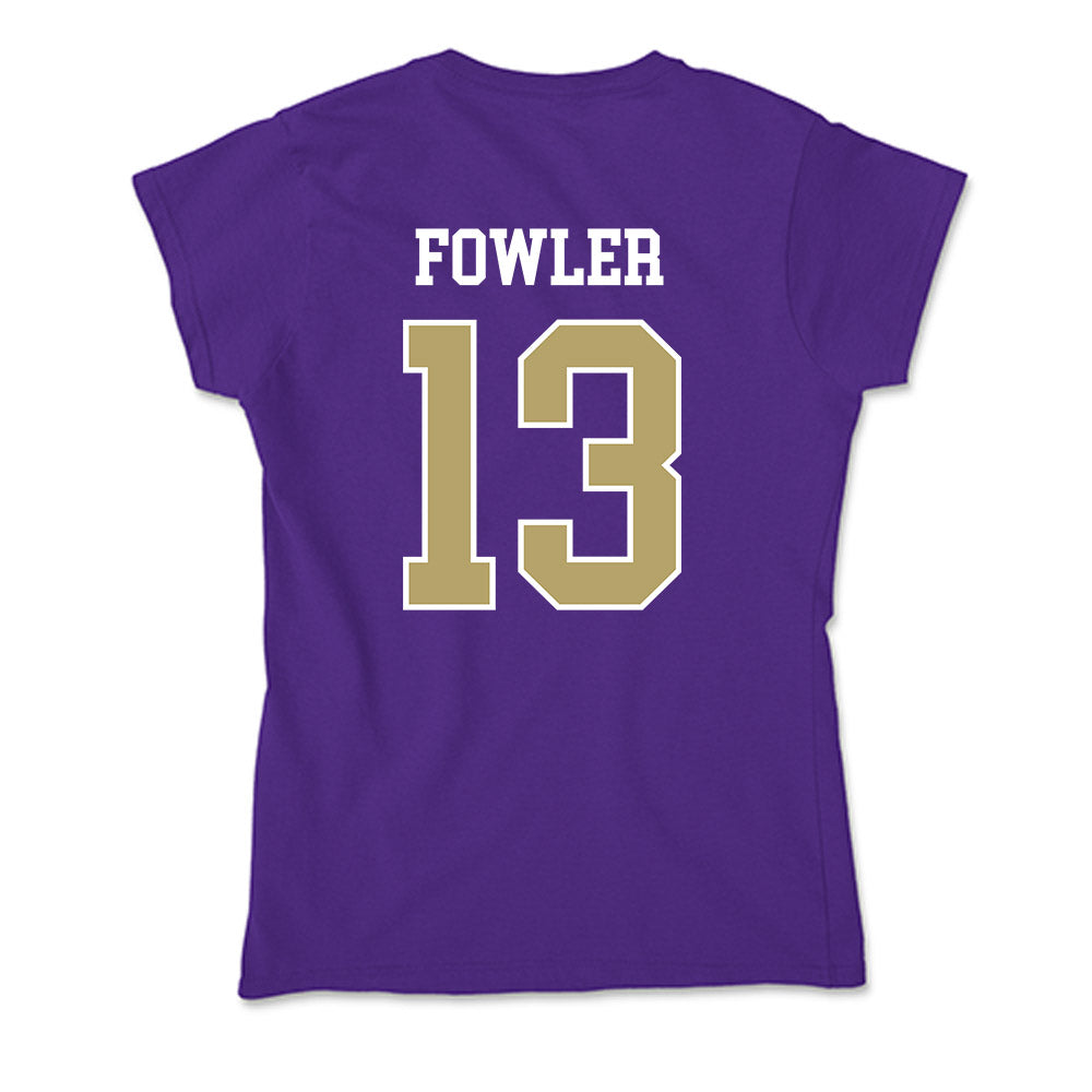 JMU - NCAA Men's Basketball : Preston Fowler - Soft Style Women’s T-Shirt-1