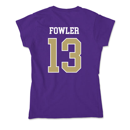 JMU - NCAA Men's Basketball : Preston Fowler - Soft Style Women’s T-Shirt-1