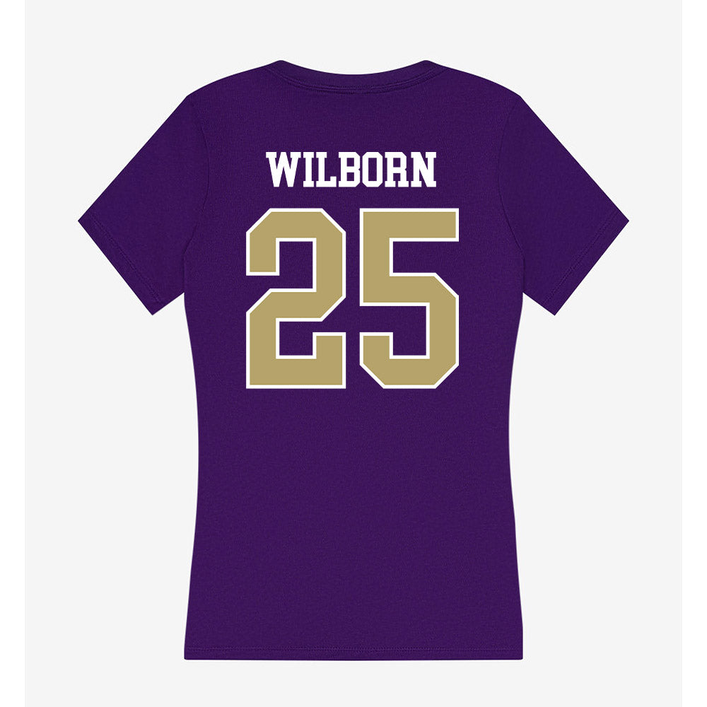 JMU - NCAA Men's Basketball : Eli Wilborn - Women's V-Neck T-Shirt-1