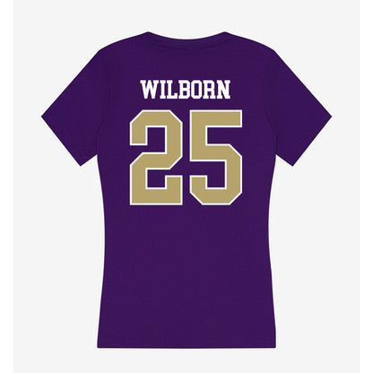 JMU - NCAA Men's Basketball : Eli Wilborn - Women's V-Neck T-Shirt-1