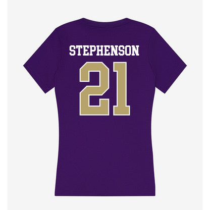 JMU - NCAA Women's Basketball : Zakiya Stephenson - Women's V-Neck T-Shirt-1