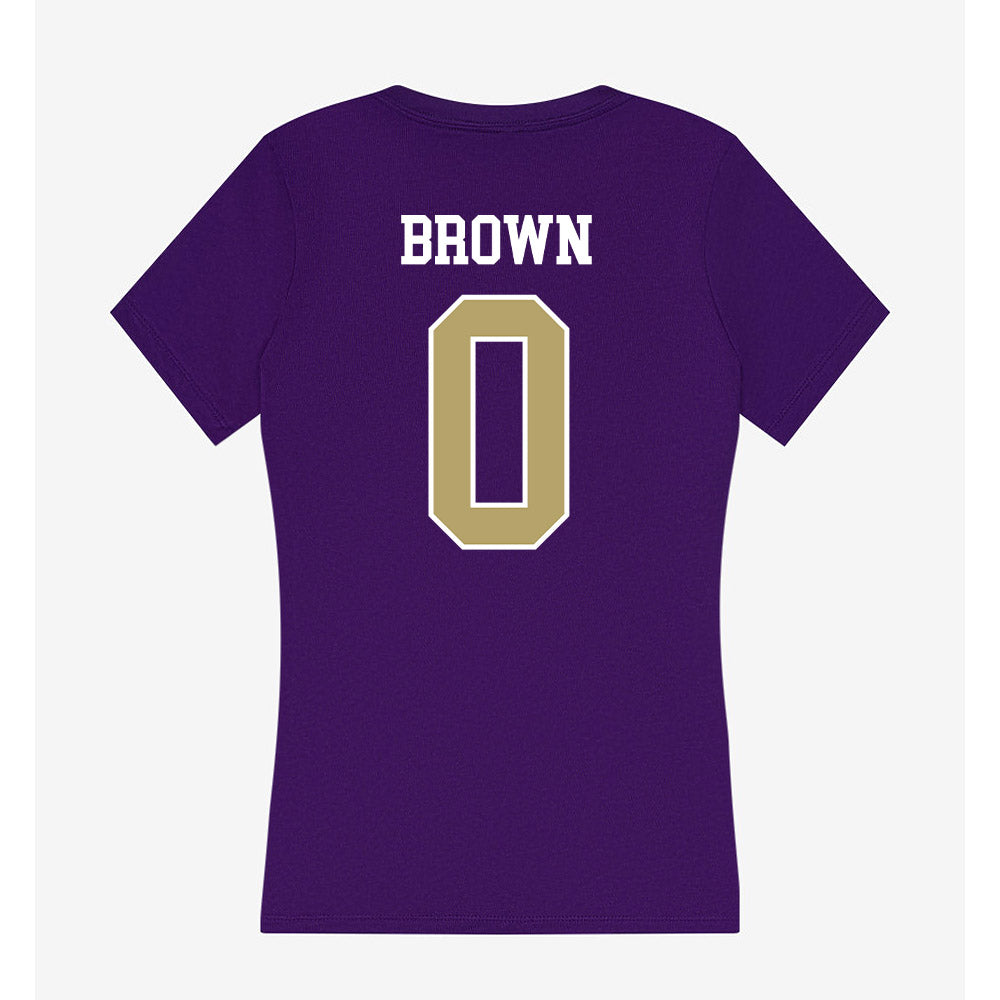 JMU - NCAA Men's Basketball : Christian Brown - Women's V-Neck T-Shirt-1