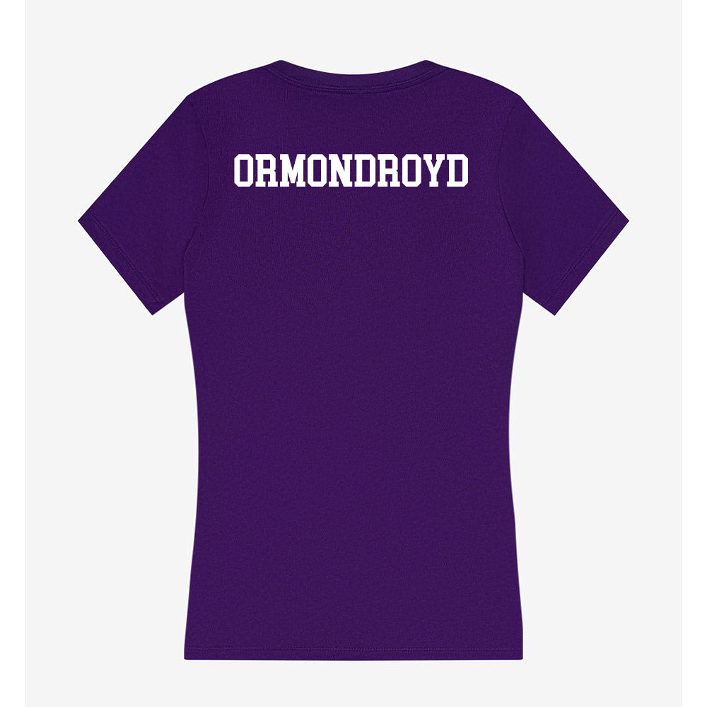 JMU - NCAA Women's Swimming & Diving : Tia Ormondroyd - Women's V-Neck T-Shirt-1