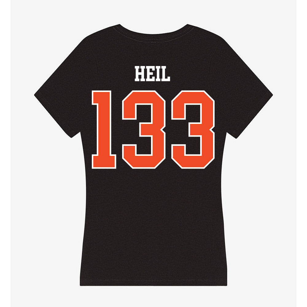 Campbell - NCAA Wrestling : Logan Heil - Women's V-Neck T-Shirt-1