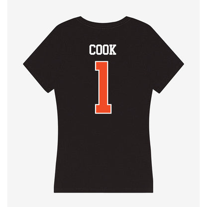 Campbell - NCAA Men's Basketball : Tasos Cook - Women's V-Neck T-Shirt-1