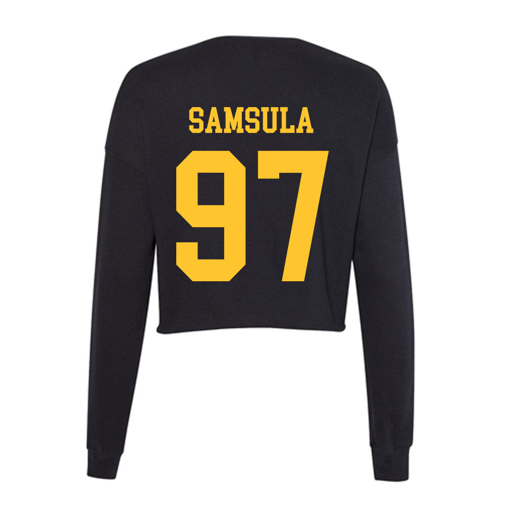 Wyoming - NCAA Football : Lucas Samsula - Women's Cropped Crew Fleece-1