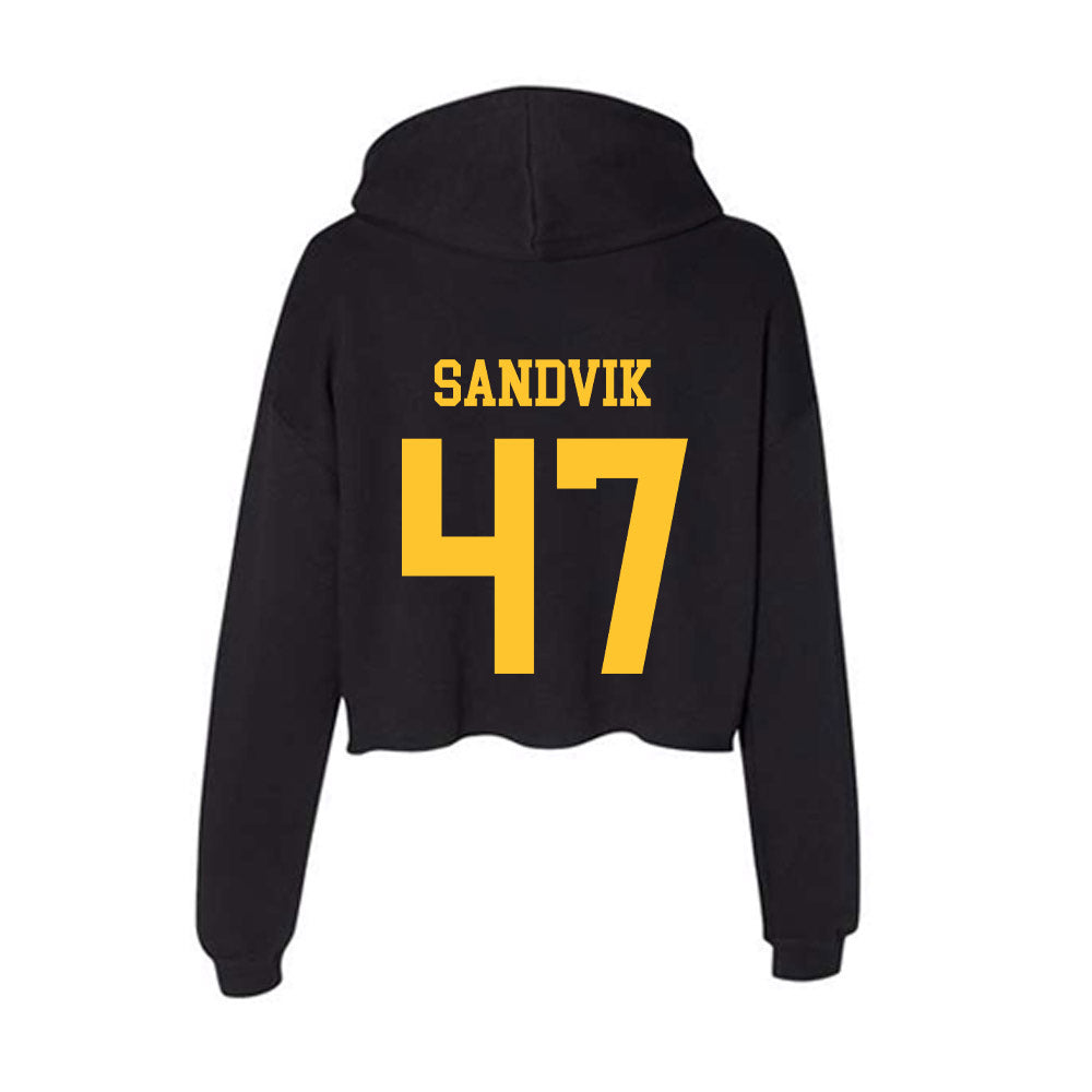 Wyoming - NCAA Football : Erik Sandvik - Women's Crop Fleece Hoodie-1
