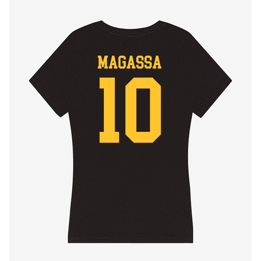 Wyoming - NCAA Men's Basketball : Abou Magassa - Women's V-Neck T-Shirt-1