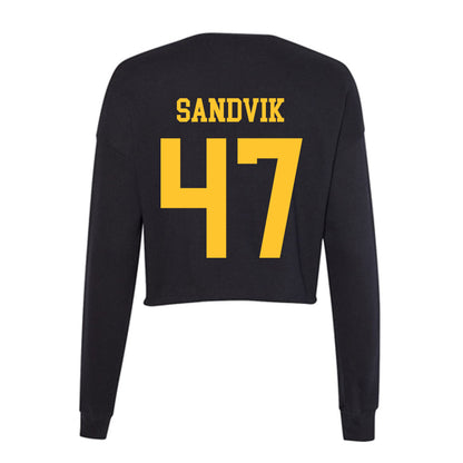 Wyoming - NCAA Football : Erik Sandvik - Women's Cropped Crew Fleece-1