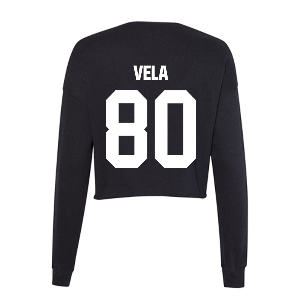 Davidson - NCAA Football : Xavier Vela - Women's Cropped Crew Fleece-1