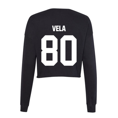 Davidson - NCAA Football : Xavier Vela - Women's Cropped Crew Fleece-1