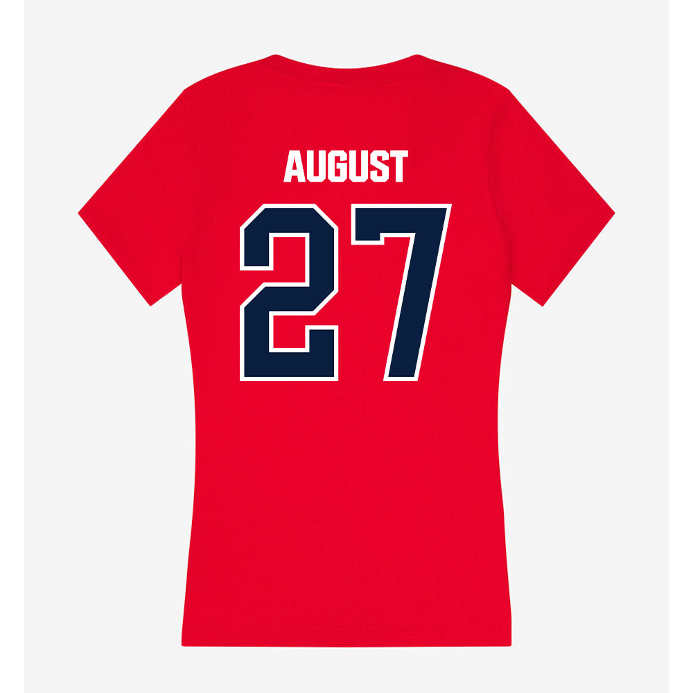 Liberty - NCAA Baseball : Tyler August - Women's V-Neck T-Shirt-1
