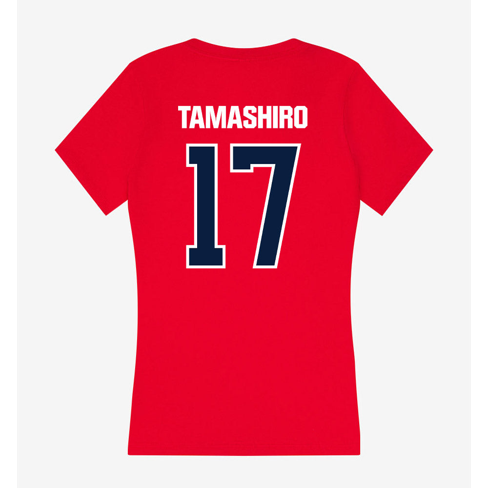 Liberty - NCAA Men's Soccer : Kai Tamashiro - Women's V-Neck T-Shirt-1