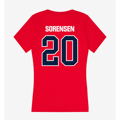 Liberty - NCAA Men's Basketball : Torr Sorensen - Women's V-Neck T-Shirt-1
