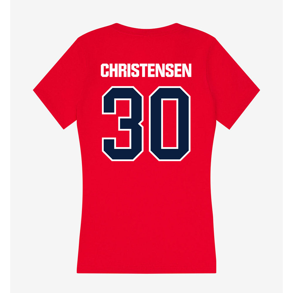 Liberty - NCAA Women's Lacrosse : Claire Christensen - Women's V-Neck T-Shirt-1