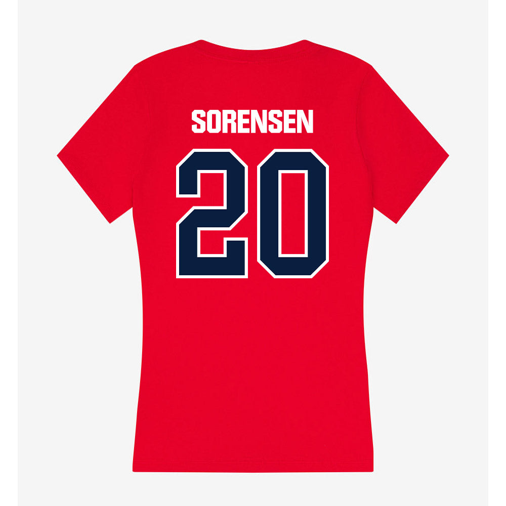 Liberty - NCAA Men's Basketball : Torr Sorensen - Women's V-Neck T-Shirt-1