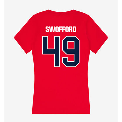 Liberty - NCAA Baseball : Easton Swofford - Women's V-Neck T-Shirt-1