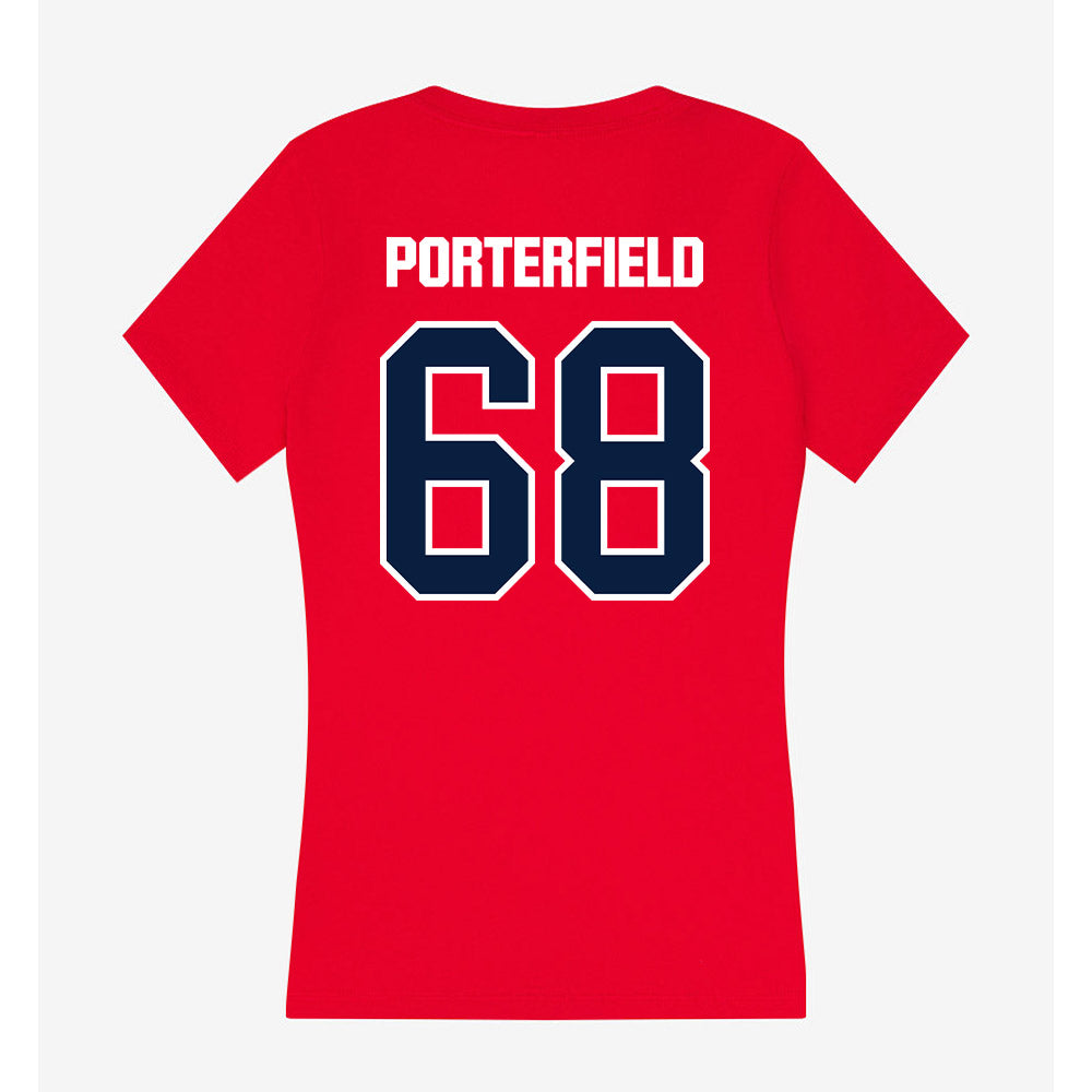 Liberty - NCAA Football : Hunter Porterfield - Women's V-Neck T-Shirt-1