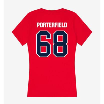 Liberty - NCAA Football : Hunter Porterfield - Women's V-Neck T-Shirt-1