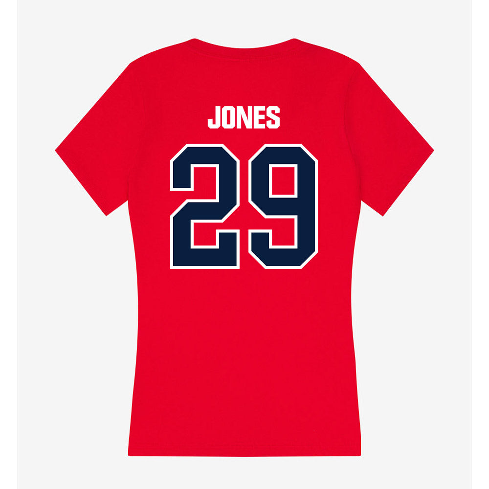 Liberty - NCAA Football : A'Khori Jones - Women's V-Neck T-Shirt-1